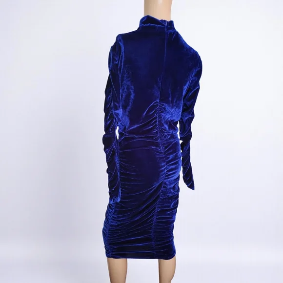 CBR Blue Velvet Long Sleeve Bodycon Dress XL - Picture 3 of 10